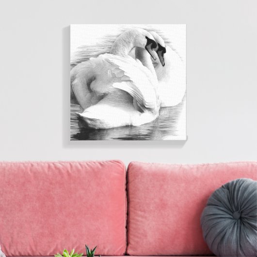 Twee zwanen canvas afdruk (Insitu (Woonkamer))