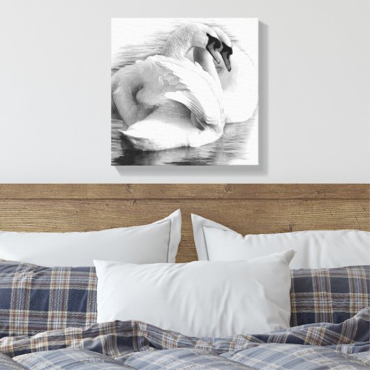 Twee zwanen canvas afdruk (Insitu (Slaapkamer))