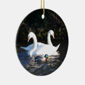 Twee zwanen en een eend keramisch ornament (Rechts)