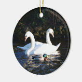 Twee zwanen en een eend keramisch ornament (Links)