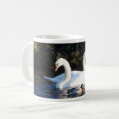 Twee zwanen en een eend koffiemok (Voorkant links)