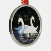 Twee zwanen en een eend metalen ornament (Rechts)