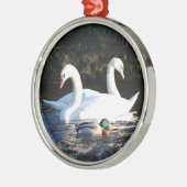 Twee zwanen en een eend metalen ornament (Links)