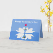 Twee zwanen in de klassieke hartstok kaart (Gele Bloem)