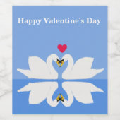 Twee zwanen in de klassieke Valentijn van de Heart Wijn Etiket (Enkel label)