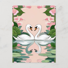 Twee zwanen in een hartvorm briefkaart