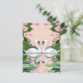 Twee zwanen in een hartvorm briefkaart (Staand voorkant)