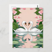 Twee zwanen in een hartvorm briefkaart (Voorkant / Achterkant)
