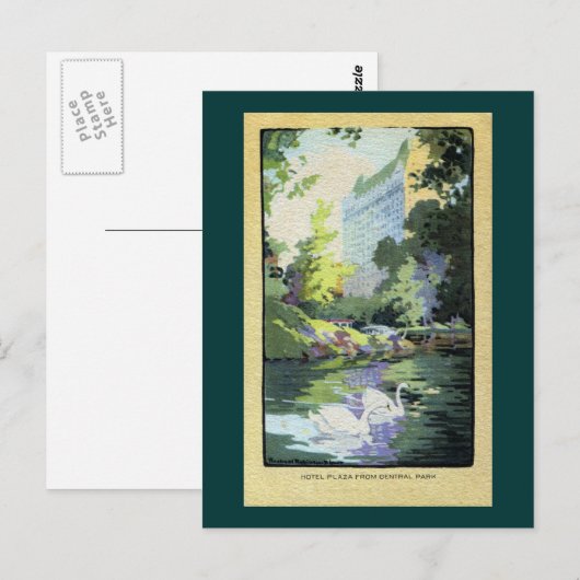 Twee zwanen in het Central Park Lake Briefkaart (Voorkant / Achterkant)