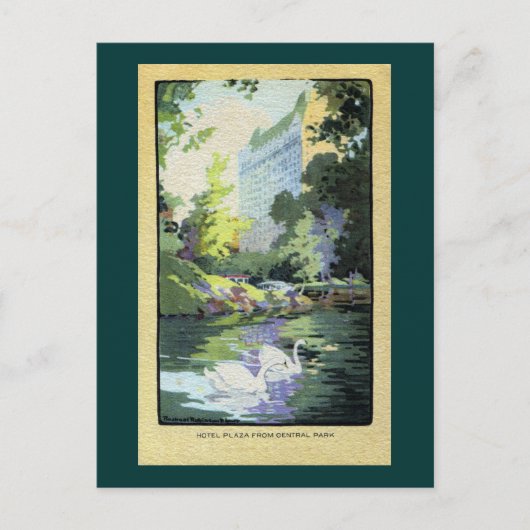 Twee zwanen in het Central Park Lake Briefkaart (Voorkant)