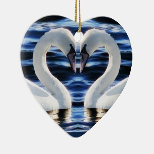 Twee zwanen keramisch ornament (Rechts)