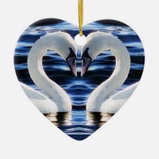 Twee zwanen keramisch ornament (Voorkant)