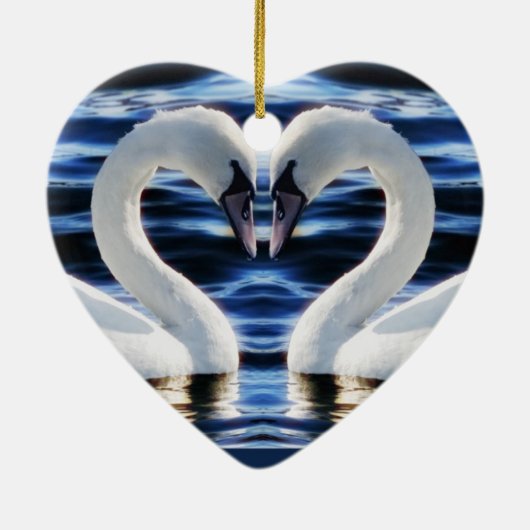 Twee zwanen keramisch ornament (Achterkant)