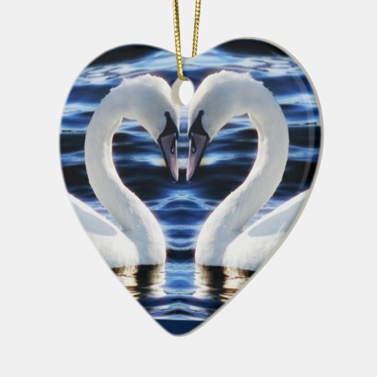 Twee zwanen keramisch ornament (Links)