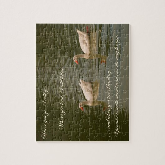 Twee zwanen - Liefde-boodschap Legpuzzel (Verticaal)