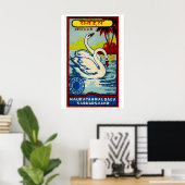 Twee zwanen - Matchbox Print - Esthetische wandkun (Thuiskantoor)