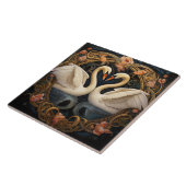 Twee zwanen op Lake Art Nouveau geïnspireerd inter Tegeltje (Zijkant)