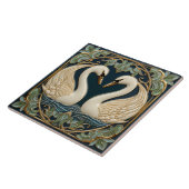 Twee zwanen op Lake Art Nouveau geïnspireerd inter Tegeltje (Zijkant)