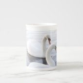 Twee zwanen porselein kop (Voorkant)