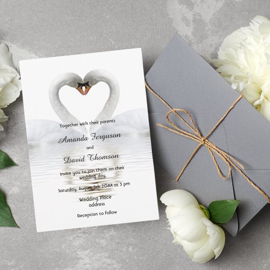 Twee zwanen uit de liefde voor de witte bruiloft kaart