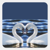 Twee zwanen vierkante sticker (Voorkant)