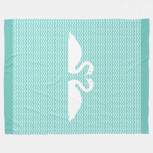 Twee Zwans en het Patroon van de Wavy Fleece Deken (Voorkant (Horizontaal))