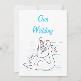 Twee Zwans Zwemmen Tekenen Huwelijksuitnodigingen Kaart