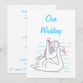 Twee Zwans Zwemmen Tekenen Huwelijksuitnodigingen Kaart (Voorkant / Achterkant)
