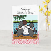 Twee Zwart Labradors en Mamma Kaart (Gele Bloem)