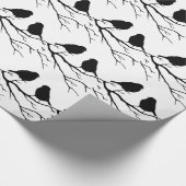 Twee zwart-wit Bird Lovebird paar silhouet Cadeaupapier (Hoek)