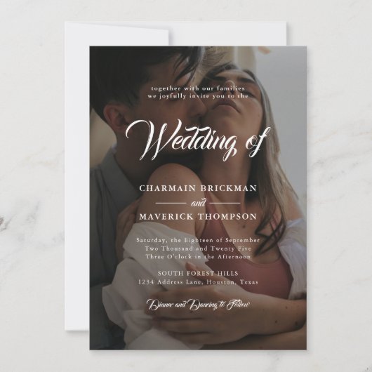 Twee zwart-wit foto w / QR CODE bruiloft Kaart (Voorkant)