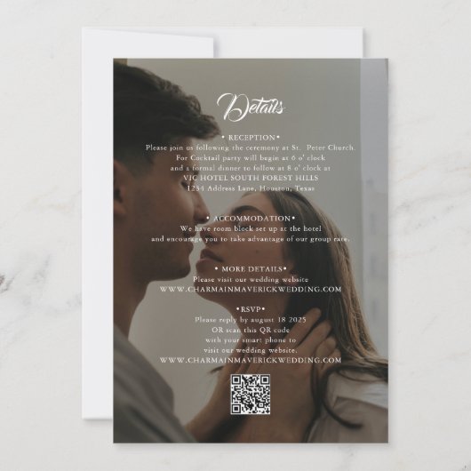 Twee zwart-wit foto w / QR CODE bruiloft Kaart (Achterkant)
