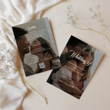 Twee zwart-wit foto w / QR CODE bruiloft