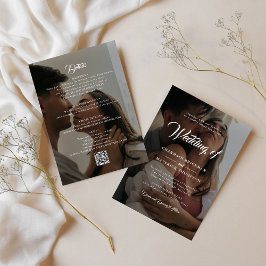 Twee zwart-wit foto w / QR CODE bruiloft Kaart