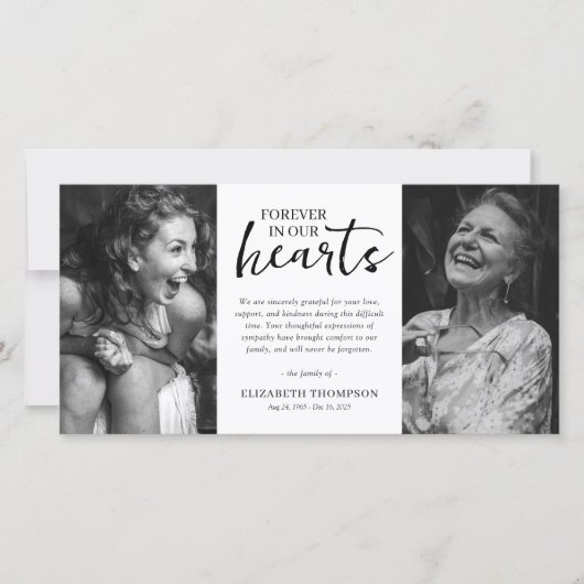 Twee zwart-wit foto's dank je bij overlijden bedankkaart (Voorkant)