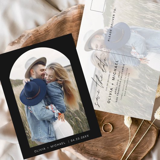 Twee Zwart-wit foto's opslaan het Briefkaart Datum