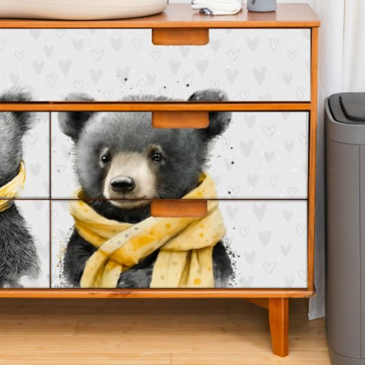 Twee zwarte Beren kwekerij decoupage Tissuepapier