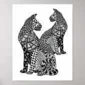 Twee zwarte cougar en witte katten poster (Voorkant)