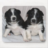 twee zwarte en witte puppies muismat (Voorkant)