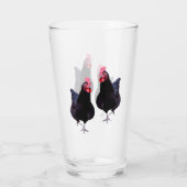 Twee zwarte funky kippen, glas (Achterkant)
