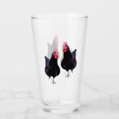 Twee zwarte funky kippen, glas (Voorkant)