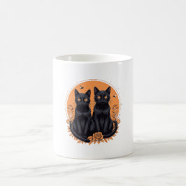 Twee zwarte kat reto grappige kat cadeau mok