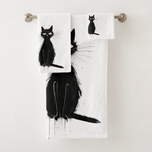 Twee zwarte katten bad handdoek (Insitu)