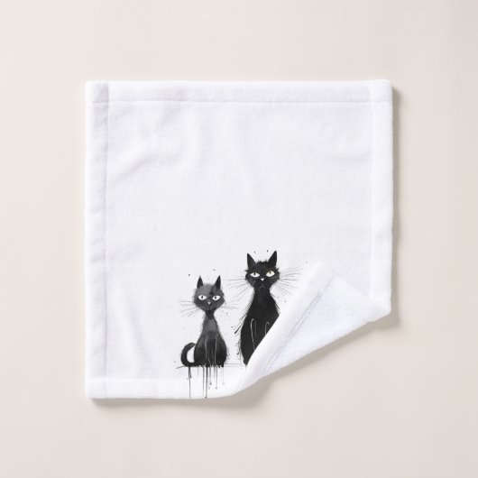 Twee zwarte katten bad handdoek (Wasdoekje)