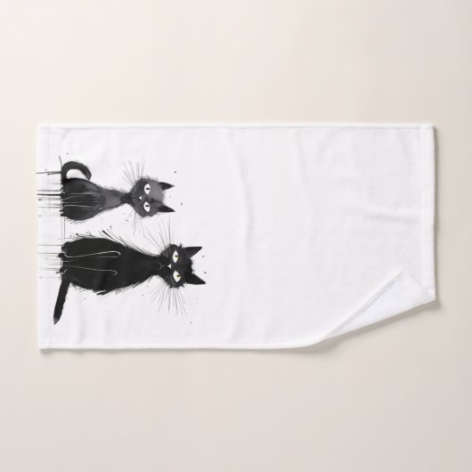 Twee zwarte katten bad handdoek (Handdoek)