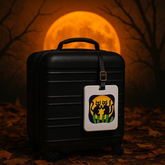 Twee zwarte katten bagagelabel