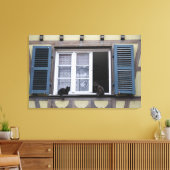 Twee zwarte katten bij het raam canvas afdruk (Insitu (Woonkamer))
