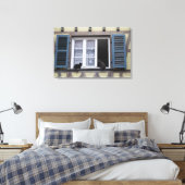 Twee zwarte katten bij het raam canvas afdruk (Insitu (Slaapkamer))