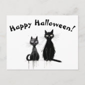 Twee zwarte katten blij met Halloween Briefkaart (Voorkant)