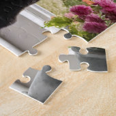 Twee zwarte katten bloemen tuin puzzel legpuzzel (Zijkant)
